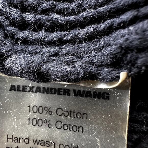 T Alexander Wang Hoodie Knit Sweater Relaxed Pullover 100% Cotton Black Small - Picture 3 of 4